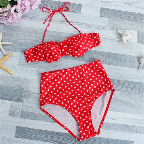 Playful High Waist Bikini Badeau Top Polka Dot Swimwear Swimsuit