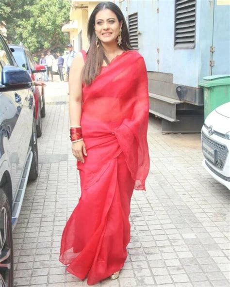 Kajol Looks Breathtaking In A Red Organza Saree For Salaam Venky