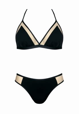 Czarne modne bikini z siateczką trójkątne miseczki FL A Sklep Feba
