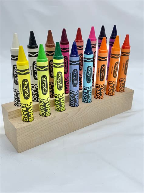 Wood 16 Jumbo Crayola Crayon Holder Wooden Organizer 16 Etsy