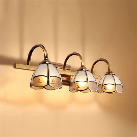 3 Bulbs Frosted Glass Vanity Lamp Luxury Style Gold Flower Bathroom Wall Sconce Lighting Fixture