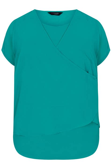 Turquoise Layered Blouse With Zip Detail Plus Size 14 To 32