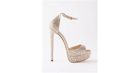 Jimmy Choo Max 150 Crystal Embellished Platform Sandals In White Lyst