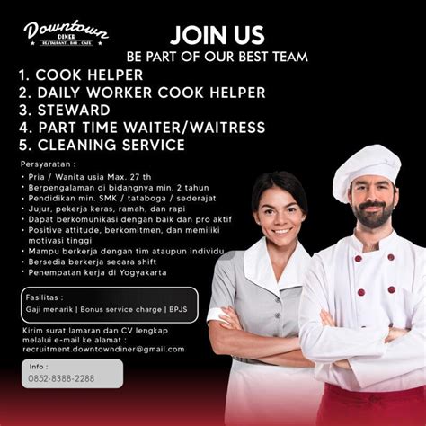 Lowongan Kerja Cook Helper Daily Worker Cook Helper Steward Part