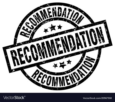 Recommendation Round Grunge Black Stamp Royalty Free Vector