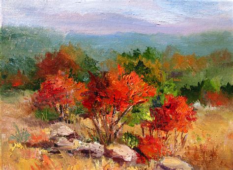 Sheri Jones Daily Painting Journal Sumac Bushes By Sheri Jones