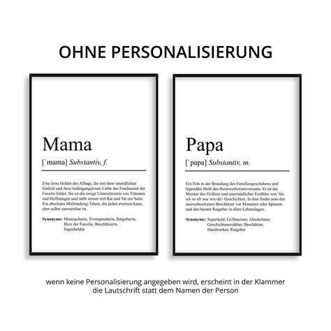 Papa Definition Poster Personalisierbar Mit Namen Poster Geschenk Papa