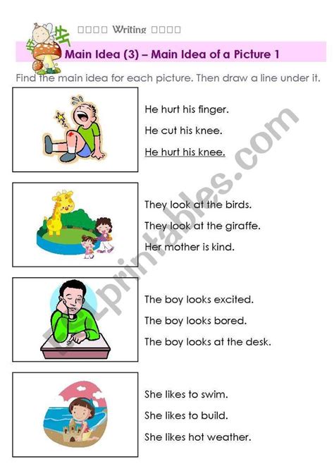 Main Idea Worksheets Grade 1 Main Idea Of A Picture Esl Worksheet By