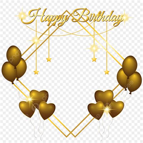 Happy Birthday Ballon Vector Art PNG Luxury Gold Happy Birthday Frame