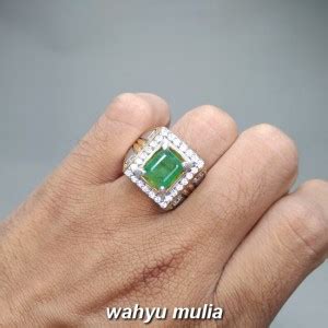 Permata Batu Cincin Zamrud Hijau Emerald Beryl Kotak Asli Kode