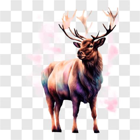 Download Majestic Elk with Large Antlers PNG Online - Creative Fabrica