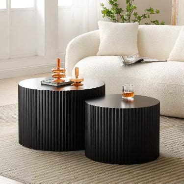 Jurmalyn Black Round Coffee Table Set Of For Living Room Circle