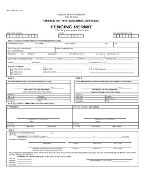 Fencing Permit Doc Iloilo City Iloilocity Gov Doc Template Pdffiller