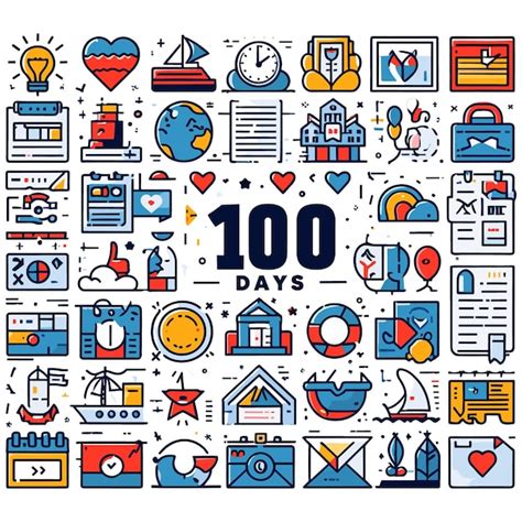 100 дней школьных векторных икон и элементов | Премиум векторы