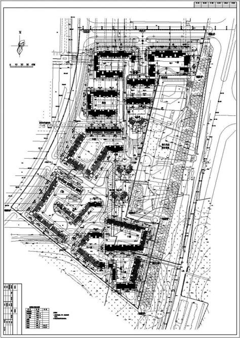 某现代风格多层居民小区景观规划设计cad总平面方案图（含技术经济指标）住宅小区土木在线
