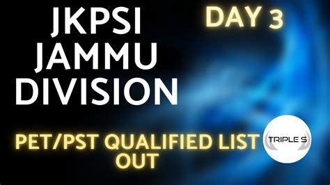 Jkpsi Pet Pst Qualified List Day Jammu Qualified Today