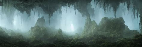 photo an overgrown deep underground cave on aalien | Stable Diffusion