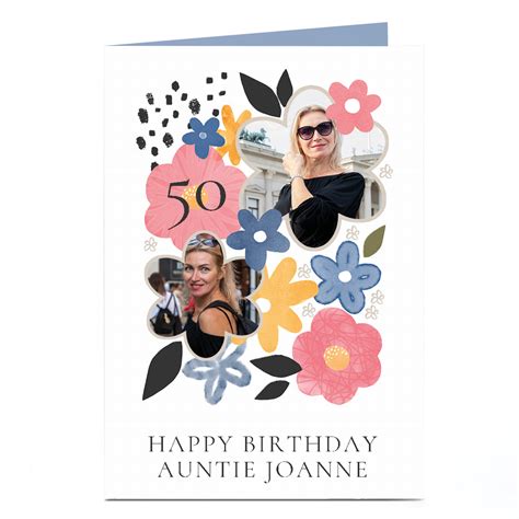 Buy Photo 50th Birthday Card Floral Flower Frames For Gbp 179 Card