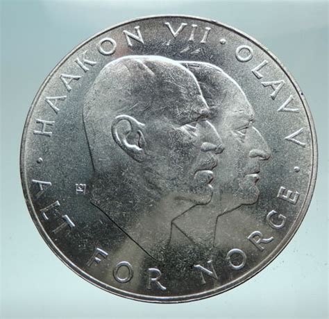 Norway King Olav V Haakon Vii Norwegian Kr Silver Kronor