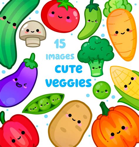 Kawaii Vegetable Clipart Clipart De Variedades Vegetales Etsy