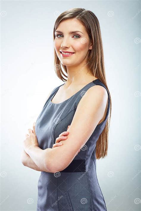 Portrait Of Young Smiling Business Woman White Background Isola Stock