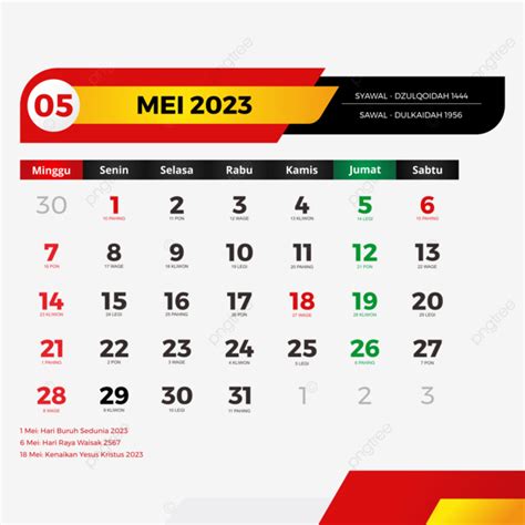 Kalender Mei Lengkap Dengan Tanggal Merah Cuti Bersama Jawa Dan