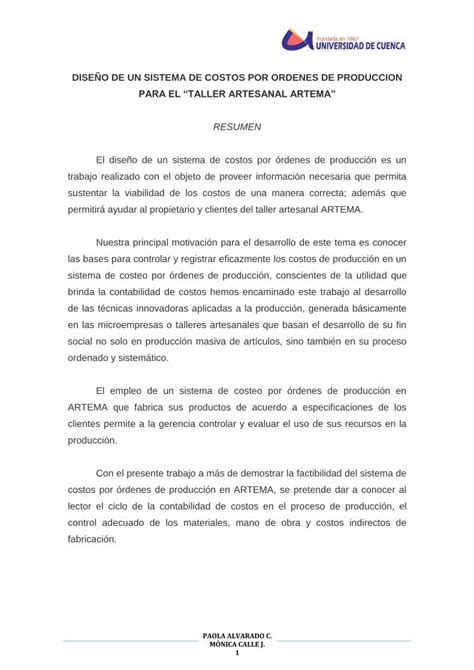 PDF DISEÑO DE UN SISTEMA DE COSTOS POR ÓRDENES DE PRODUCCIÓN