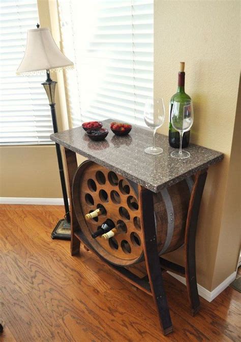 Wine Barrel Table With Built In Wine Rack Wine Barrel Crafts Wine