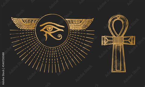 The Eye of Horus and the Ankh,vector illustrations Stock Vector | Adobe ...