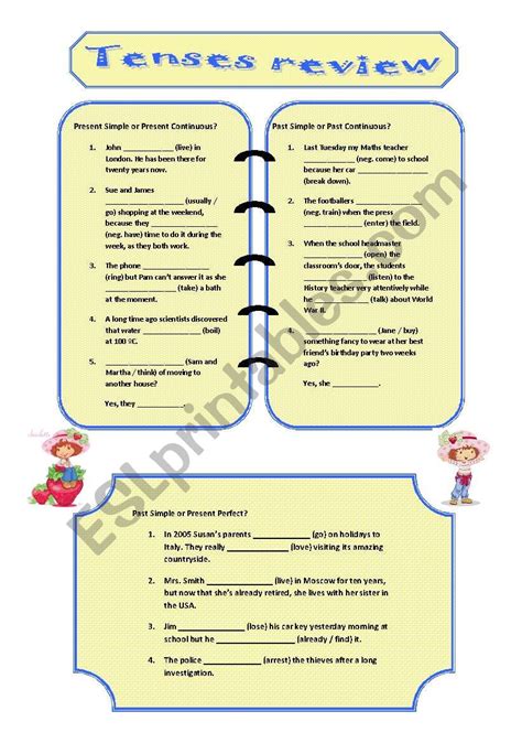 Tenses Review Esl Worksheet By Patrícialavos