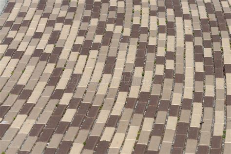 Detailed Close Up View On Cobblestone Streets And Sidewalks In High