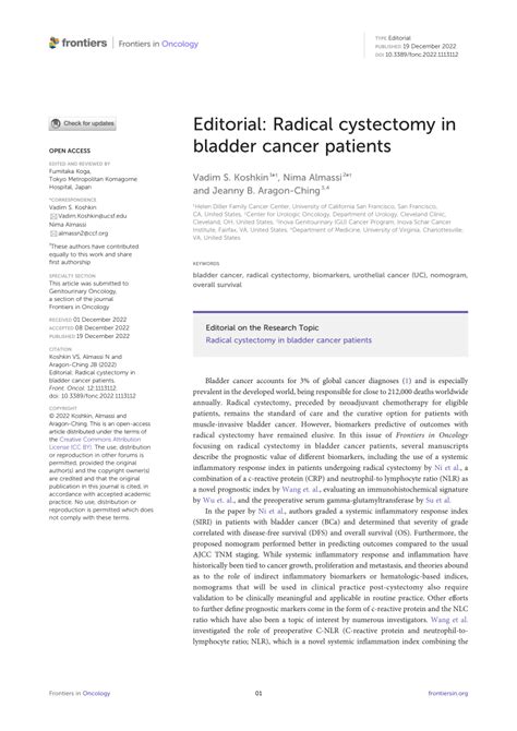 Pdf Editorial Radical Cystectomy In Bladder Cancer Patients