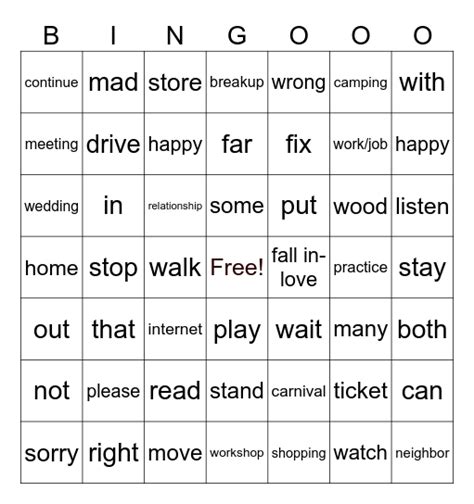 Asl 1 Bingo Card