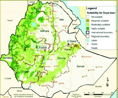 Suitable Areas Of Soybean In Ethiopia Demeke 2018 Download Scientific Diagram