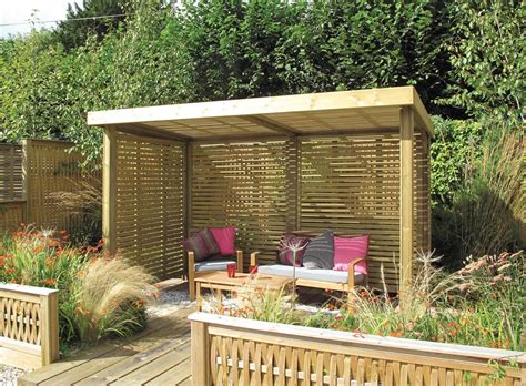 Slatted Wooden Garden Shelter | The Retreat | Small garden pergola, Garden seating, Garden gazebo