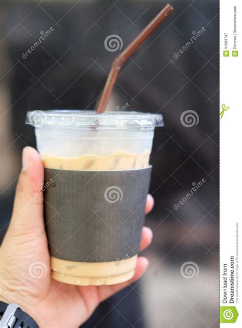 Iced Coffee With Straw In Plastic Cup Stock Image Image Of Coffee Caffeine 91083747