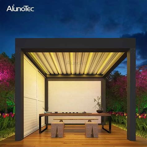 Outdoor Motorized Aluminum Pergola Louver Roof Aluminium Gazebo 3m X 3m X 3m Aluminium Gazebo