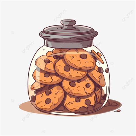 Cookie Jar Vector Sticker Clipart Jar With Cookies In It Cartoon