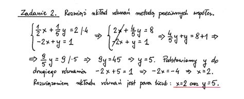 Zadania matematyka podst układy równań metoda przeciwnych