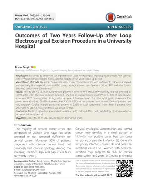 PDF Outcomes Of Two Years Follow Up After Loop Electrosurgical