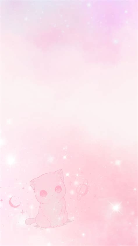 Kawaii Pink Cat Wallpaper - PetsWall