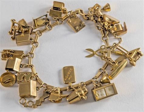 Vintage K Gold Charm Bracelet With Charms Movable Unique Ebay