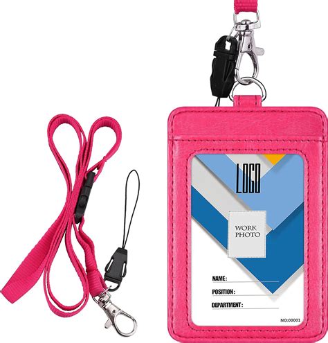 Amazon Badge Holder Wisdompro 2 Sided PU Leather ID Badge Card