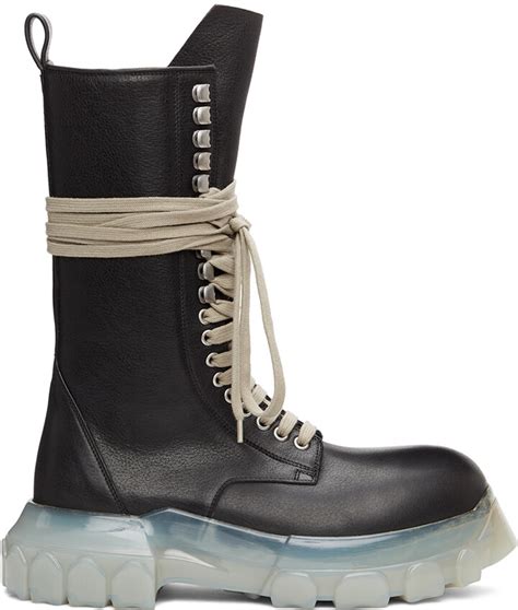 Rick Owens Black And Transparent Bozo Tractor Boots Shopstyle