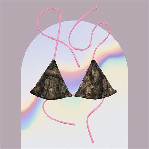 Realistic Camo Pink Recycled String Bikini Top XS X Y Allternative Southern Gothic Y K Bra Top