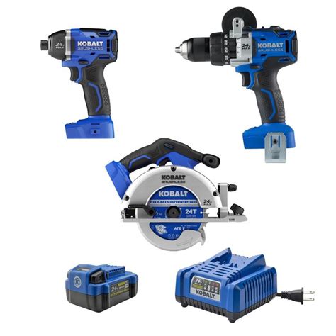 Kobalt 3 Tool 24 Volt Max Lithium Ion Brushless Cordless Combo Kit At