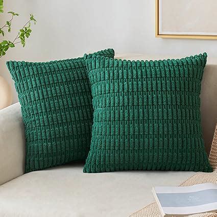 Amazon Miulee Pack Of Dark Green Corduroy Decorative Throw