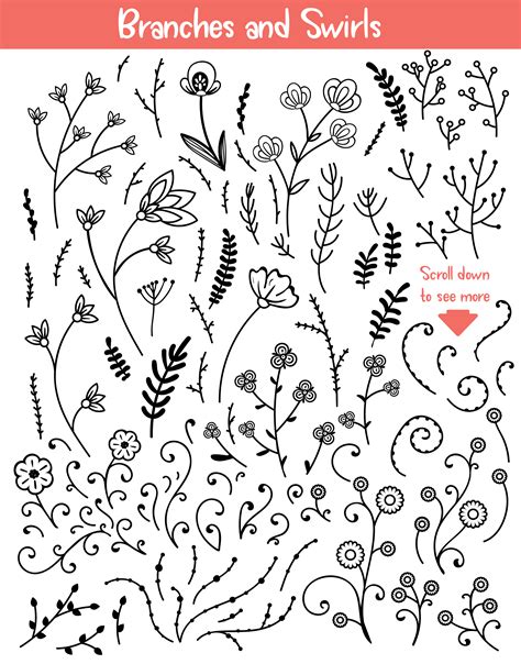 Floral Doodles Collection 242068 Illustrations Design Bundles