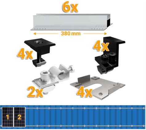 Solarmodulhalter Set für 2 Module Trapezblech Flachdach OGTSMTFDM30 1