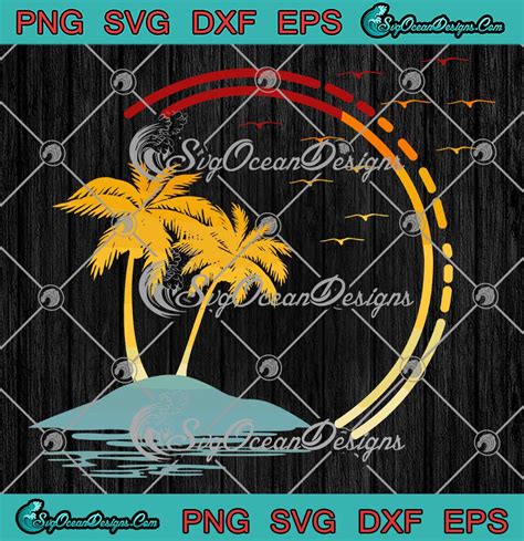 Palm Tree Sunset Summer Beach Svg Retro Vintage Summer Holiday Svg